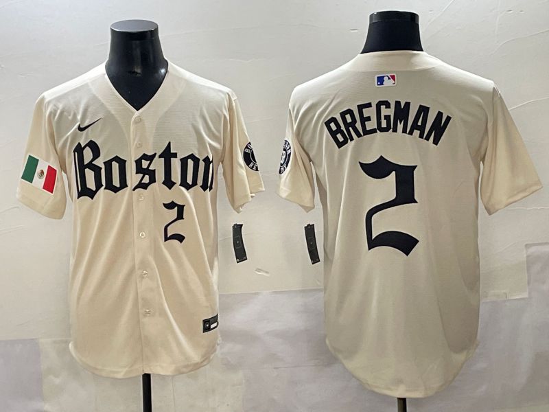 Men 2025 Boston Red Sox #2 Bregman Cream Five generations Joint Name Nike MLB Jersey style 11